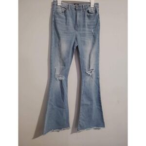 Simple Society Womens High Rise Distressed Flare Jeans Light Wash Size 9/29